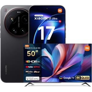 XIAOMI 17 Ultra, Smartphone 16+512GB, Teleobiettivo Lenti Leica APO 200MP 75-100mm, Tecnologia LOFIC HDR, HyperAI, Black, Garanzia 2 anni+1 anno extra, Caricatore non incluso+TV A Pro QLED 50"