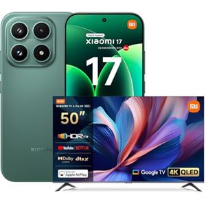 XIAOMI 17, Smartphone 12+512GB, Lenti Leica Summilux, Sensore Light Fusion 950, Batteria 6330 mAh, HyperAI, Venture Green, Garanzia 2 anni+1 anno extra, Caricatore non incluso+TV A Pro QLED 50"