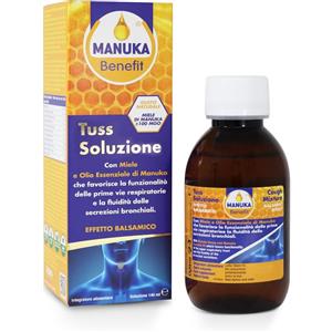 OPTIMA NATURALS Srl Manuka Benefit - Tuss Soluzione 140 ml per Vie Respiratorie e Secrezioni Bronchiali