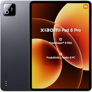 XIAOMI Pad 8 Pro, Tablet 11,2'', 12+512 GB, Snapdragon® 8 Elite, Batteria 9200 mAh, Display cristallino 144 Hz, HyperAI, Grigio, Garanzia 2 anni del produttore+1 anno extra, Caricatore non incluso
