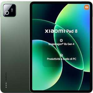 XIAOMI Pad 8, Tablet 11,2'', 8+128 GB, Snapdragon® 8s Gen 4, Batteria 9200 mAh, Display cristallino 144 Hz, HyperAI, Verde pino, Garanzia 2 anni del produttore+1 anno extra, Caricatore non incluso