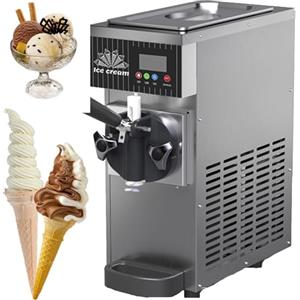DPQYJPP Gelatiera Professionale Soft Serve,Macchina Gelato Duro Commerciale,Gelato Soft 4-5 Kg/Ora,Pannello Lcd, Pulizia Automatica Preraffreddamento,Per Yogurt Caffè Snack Bar Ristorante,gray