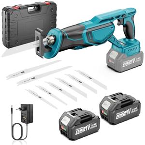 blayram Sega a Gattuccio per Maa-kita 18V Batterie, Motore Brushless 3500 SPM, 2 Batterie da 4,0Ah, Sega Alternativa con 8 Lame per Legno, Metallo, PVC