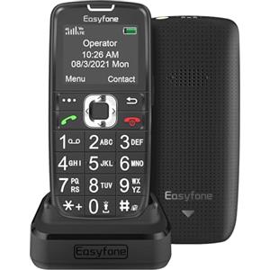 Easyfone Prime-A6 4G GSM Telefono Cellulare per Anziani con Tasti Grandi, Funzione SOS, Batteria di grande con base di ricarica, Nero 4G LTE