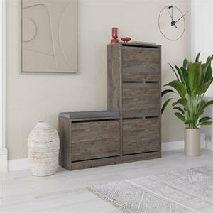 Dmora - Scarpiera Alpherg, Mobile portascarpe, Armadio da Ingresso Multiuso, Mobiletto per Calzature, 105x26 h119 cm, Marrone