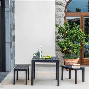 Dmora - Set Salotto da Esterno Moncalieri, Composizione da Giardino con 1 Tavolo Quadrato e 2 panche, Salottino Indoor e Outdoor da PIC Nic, 100% Made in Italy, Antracite