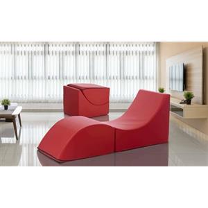 Talamo Italia - Letto pieghevole Andreina, Pouf trasformabile in letto singolo, Chaise longue in ecopelle, 100% Made in Italy, 130x50h50 cm, Rosso