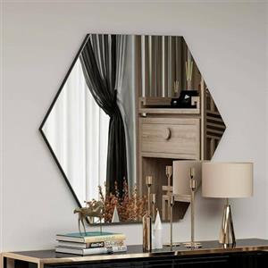 Dmora - Specchio Parvati, Specchiera, Articolo d'arredo a muro, Decorazione con specchio, 70x2h60 cm, Nero