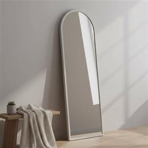 Dmora - Specchio Zaniah, Specchiera, Articolo d'arredo a muro, Decorazione con specchio, 50x2h160 cm, Bianco