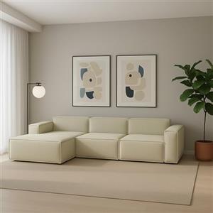 Talamo Italia - Divano fisso con penisola Jessica, Divano componibile con penisola sinistra, Sofà moderno in tessuto, 100% Made in Italy, Cm 300x170h70, Beige