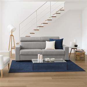 Dmora Talamo Italia - Divano fisso 3 posti Julia, Sofà in tessuto imbottito, Poggiatesta regolabili e Braccioli standard, 100% Made in Italy, Cm 220x95h85, Grigio