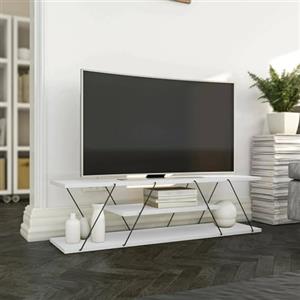 Dmora - Mobile porta TV Lysithea, Credenza da soggiorno, Armadio basso per TV, Base parete attrezzata, 120x30h33 cm, Bianco e Nero