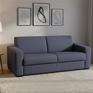 Dmora Divano Letto 2 posti Aleida, Sofà Soggiorno con Apertura Girevole, Tessuto Imbottito, Braccioli Standard, 100% Made in Italy, Cm 180x95h90, Blu