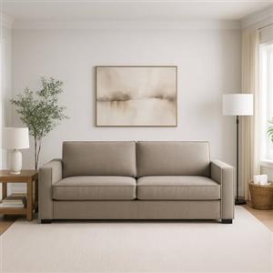 Dmora Talamo Italia - Divano fisso 2 posti Adriana, Sofà Soggiorno in tessuto, Braccioli standard, 100% Made in Italy, Cm 180x95h90, Tortora