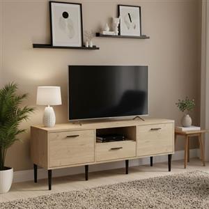 Dmora - Mobile porta TV Honorine, Credenza da soggiorno, Armadio basso per TV, Base parete attrezzata, 147x40 h57 cm, Rovere