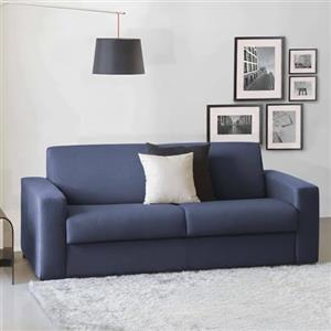 Dmora Divano Letto 3 posti Aliana, Sofà Soggiorno con Apertura Girevole in Tessuto Imbottito, Braccioli Standard, 100% Made in Italy, Cm 220x95h90, Blu