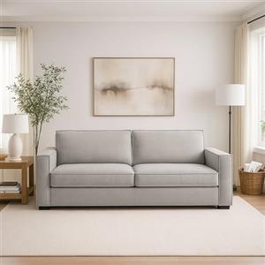 Dmora Talamo Italia - Divano fisso 2 posti Carol, Sofà Soggiorno in tessuto, con Braccioli slim, 100% Made in Italy, Cm 160x95h90, Grigio