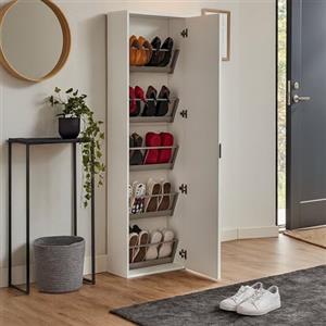 Dmora Scarpiera Ciclamino 18x50x178h cm Bianco 5 Ripiani 10 Paia, Mobile Portascarpe 5 Vani Made in Italy