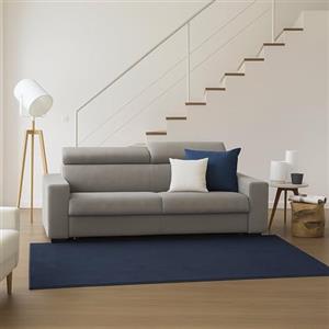 Dmora Divano Fisso 3 posti Susanna, Sofà in Tessuto Imbottito, Poggiatesta Regolabili e Braccioli Slim, 100% Made in Italy, Cm 220x95h85, Tortora