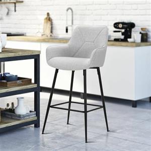 Dmora Set di 2 sgabelli Bobbio, Seggiola Alta, Sedia Senza Schienale, Seduta Regolabile, 55x55 h109 cm, Nero e Grigio