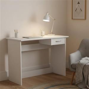 Dmora - Scrivania Oise, Scrittoio Multiuso, Tavolo per Ufficio Porta PC, Piano di Lavoro, 101x49 h76 cm, Bianco Opaco