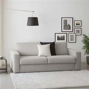 Dmora Divano Fisso 2 posti Marzia, Sofà Soggiorno in Tessuto Imbottito con Braccioli Slim, 100% Made in Italy, Cm 180x95h90, Grigio