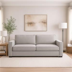 Dmora Divano Fisso 2 posti Adriana, Sofà Soggiorno in Tessuto, Braccioli Standard, 100% Made in Italy, Cm 180x95h90, Grigio