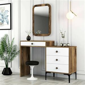 Dmora - Consolle Nova, Tavolo multiuso, Mobiletto d'appoggio, Scrivania da corridoio, 124x40h85 cm, Noce e Bianco