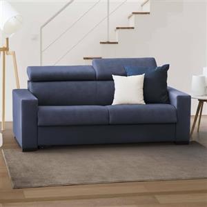 Talamo Italia - Divano letto 2 posti Agostina, Sofà Soggiorno apertura girevole, Poggiatesta regolabili e Braccioli slim, 100% Made in Italy, Cm 160x95h85, Blu