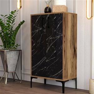 Dmora - Scarpiera Apus, Mobile portascarpe, Armadio da Ingresso Multiuso, Mobiletto per Calzature, 60x35 h111 cm, Noce e Nero