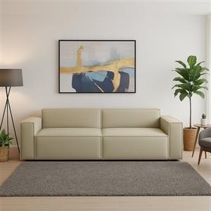 Talamo Italia - Divano fisso 3 posti Simona, Divano componibile lineare, Sofà moderno da soggiorno in tessuto, 100% Made in Italy, Cm 260x95h70, Beige