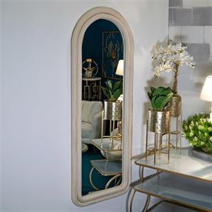 Dmora - Specchio Bondone, Specchiera, Articolo d'arredo a muro, Decorazione con specchio, 60 x 4 h160 cm, Crema