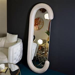 Dmora - Specchio Bonea, Specchiera, Articolo d'arredo a muro, Decorazione con specchio, 60 x 7 h160 cm, Crema