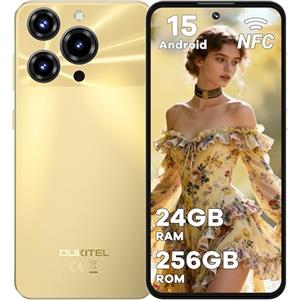 OUKITEL C69 Smartphone Android 15-7.2" HD+ 120Hz Grande Schermo, 24GB RAM+256GB ROM TF/1TB Telefono Cellulare, 64MP+8MP Camera 6000mAh Cellulare 2025, 4G Dual SIM/Fingerprint/Face ID/NFC/OTG, Or