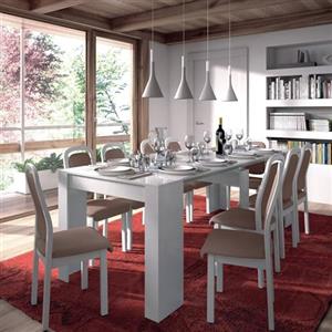 Dmora - Consolle Compton, Tavolo da pranzo allungabile, Tavolo con allunghe multiuso estensibile fino a 10 posti, 51/237x90h78 cm, Bianco Lucido