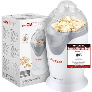 Clatronic Macchina per popcorn elettrica Clatronic PM 3635, macchina per popcorn per la casa, preparazione rapida con vassoio per porzioni, senza grassi e olio, 1200 watt, bianco