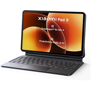 XIAOMI Pad 8 + Keyboard, Tablet 11,2'', 8+128 GB, Snapdragon® 8s Gen 4, Batteria 9200 mAh, HyperAI, Grigio, Garanzia 2 anni del produttore+1 anno extra, Caricatore non incluso