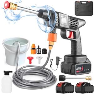 STAKMANN Idropulitrice Portatile ad Alta Pressione con Doppia Batteria 48V, Valigetta, Ugelli Regolazione Getto, Serbatoio per Detergente e Caricabatterie, Ideale per Pulire Moto, Auto, Giardino, Balcone