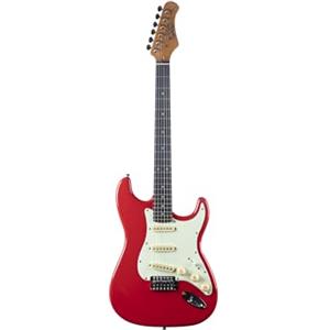 EKO GUITARS - Chitarra Elettrica ST‑300, Corpo Pioppo, Manico Acero, Tastiera Laurel, 3 Pickup Single‑Coil, Ponte Tremolo, Colore Fiesta Red
