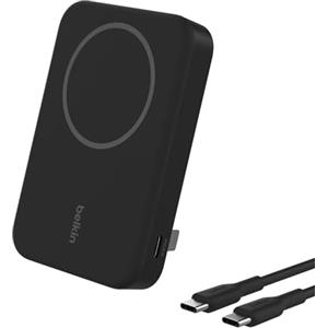 Belkin BoostCharge Pro Power bank wireless 8.000 mAh con Qi2, caricabatteria portatile compatibile con MagSafe, supporto integrato per iPhone 16, 16 Plus, 16 Pro, 16 Pro Max, iPhone 15 e altri, nero