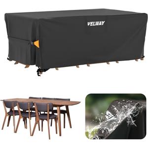 Velway Coperture per Mobili da Giardino Impermeabile: Copertura Tavolo Giardino Esterno con sfiato d'Aria Antivento Telo Copri Tavolo Arredo Rettangolare (Nero 180x120x74cm)