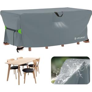 Velway Coperture per Mobili Impermeabile - 170x95x74cm Copertura Tavolo Giardino Esterno con sfiato d'Aria Antivento Telo Copri Tavolo Arredo Rettangolare - Grigio