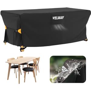Velway Coperture per Mobili da Giardino Impermeabile: Copertura Tavolo Giardino Esterno con sfiato d'Aria Antivento Telo Copri Tavolo Arredo Rettangolare (Nero 170x95x74cm)