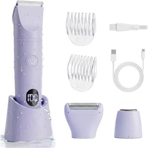 Carehabi Rasoio Elettrico Donna 3 in 1 Impermeabile IPX6 Epilatore Elettrico Donna Depilatore Donna Display LCD Uso a secco/bagnato per Bikini Viso e Corpo