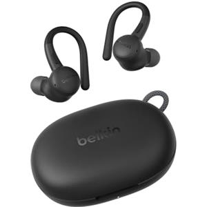 Belkin SoundForm ActiveFit Auricolari Bluetooth, Microfono integrato, Ricarica rapida USB-C, 36 ore di Autonomia, Resistenza IP54 all'acqua - Cuffie Wireless per iPhone, iPad, Galaxy, Pixel - Nero
