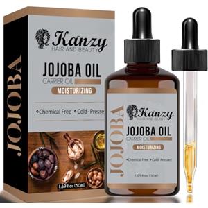 Kanzy Olio di Jojoba Pressato a Freddo 50ml Non Raffinato Vegan Jojoba Oil Trattamento per Capelli e Cuoio Capelluto