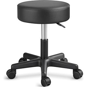 TRESKO, sgabello girevole da lavoro, per estetiste, per studi, regolabile in altezza, con ruote, girevole a 360°, superficie imbottita da 10 cm e 8 colori