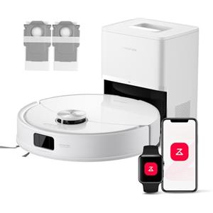 roborock Q10 S5+ Set Robot Aspirapolvere con Stazione, 10.000Pa, Panno Sollevabile, Pulizia VibraRise 2.0(3000 volte/min), Anti-groviglio, Evitamento degli Ostacoli, Strategie dei Tappeti, APP, Bianco