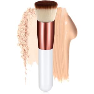 GlasFlength Pennello Fondotinta Flat Top, Pennelli Make Up Pennello per Fondotinta Liquido Pennelli Trucco Professionale Pennello Kabuki a Punta Piatta per Fondotinta Liquido Correttore (Bianco）