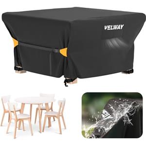 Velway Coperture per Mobili da Giardino Impermeabile: Copertura Tavolo Giardino Esterno con sfiato d'Aria Antivento Telo Copri Tavolo Arredo Quadrato (Nero 125x125x74cm)